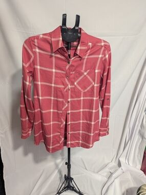 Men's Red Plaid Long-Sleeve Casual Button-Down Shirt